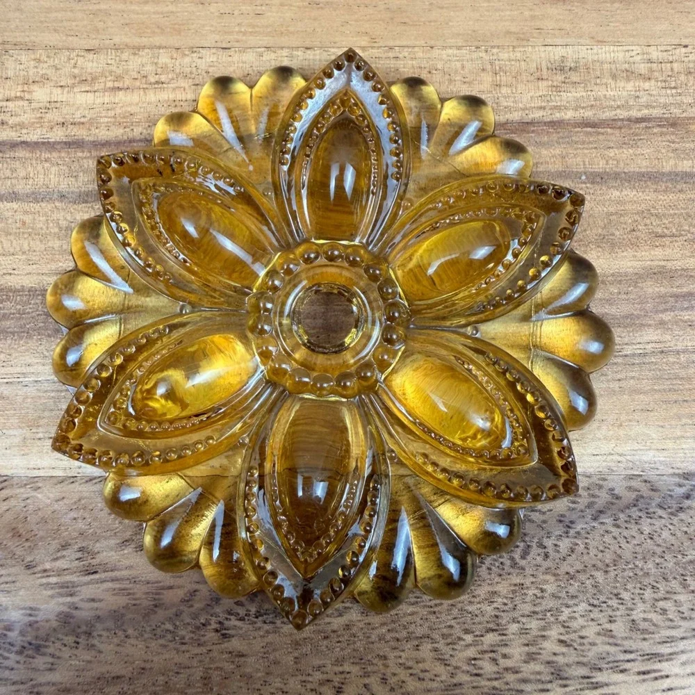 Antique Amber Pressed Glass Curtain Tie-Backs 3